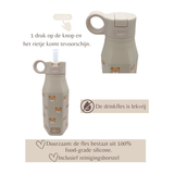 Drinkfles met kliksysteem - Beige beertjes