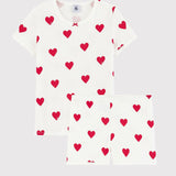 Petit Bateau - Korte pyjama met hartjes