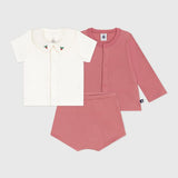 Petit Bateau - Driedelig katoenen geboortesetje
