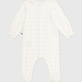 Petit Bateau - Babypyjama Fluweel met kraag - Hartjesprint