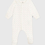 Petit Bateau - Babypyjama Fluweel met kraag - Hartjesprint