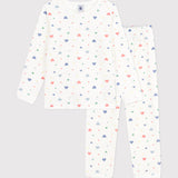 Petit Bateau - Kinderpyjama Fluweel - Hartjesprint