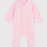 Petit Bateau - Fluwelen Babypyjama met kraagje - Roze