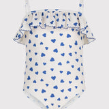 Petit Bateau - Meisjesbadpak met hartjesprint - Blauw