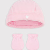 Petit Bateau - Babymuts en wantjes - Roze