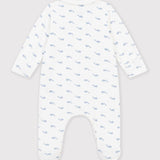 Petit Bateau - Fluwelen Slaappakje - Walvisprint met kraagje