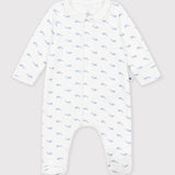 Petit Bateau - Fluwelen Slaappakje - Walvisprint met kraagje
