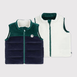 Petit Bateau - Omkeerbaar mouwloos jasje - Blauw/groen