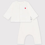 Petit Bateau - Babysetje - Wit met hartje