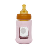 Hevea fles met brede hals 150ml met sleeve - Powder Pink