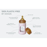 Hevea fles met brede hals 150ml met sleeve - Powder Pink