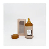 Hevea fles met brede hals 150ml met sleeve - Sand