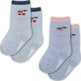 Konges - 2 Pack Sokken - Kersjes Roze-Blauw