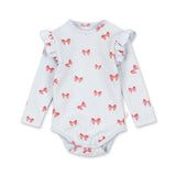 Body met lange mouw - Blauw met Strikjes